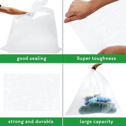 50 Pcs Large Clear Plastic Storage Bags 40 x 60 In Jumbo Plastic Furniture Cover Dustproof Moving Bags Moistureproof Suitcase Storage Bags for Luggage Comforter Chair Bike, 2 Mil, Ribbon Included