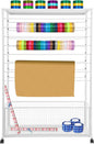 16-Tier Double-Sided Ribbon Holder Organizer Rack with Storage Basket & Wheels, Multifunctional Flower Wrapping Paper Display Stand for Craft Rooms, Flower Shops (White, 39.37''W x 12.6''D x 59.06''H)