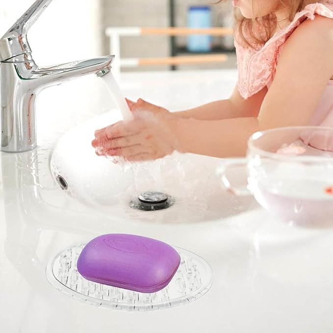 2 Pcs Plastic Soap Holder, Clear Soap Dish Bar Saver Tray with Holes Soaps, Self-Draining Soaps Dish Sponge Tray for Kitchen Bathroom Shower Counter