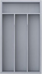 Silverware Organizer, Bamboo Kitchen Drawer Organizer, Utensil Holder, Cutlery Tray & Spoon Flatware Storage with Grooved Drawer Dividers (Grey, 6.7''W x 12''D)