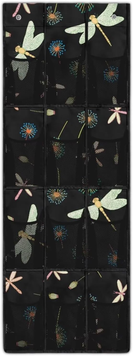 Dragonflies Hanging Storage Bags,Shoe Organizer Door Hanger,Space Saver Hanging Shoe Storage Hanging Bag,Unique Print