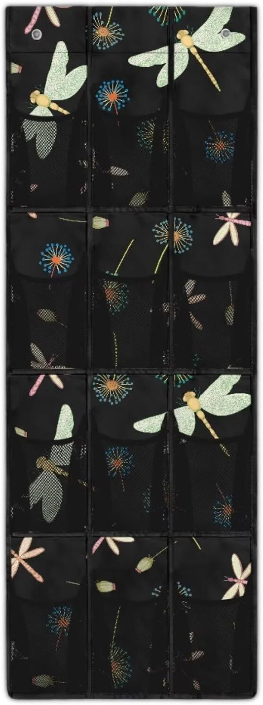 Dragonflies Hanging Storage Bags,Shoe Organizer Door Hanger,Space Saver Hanging Shoe Storage Hanging Bag,Unique Print