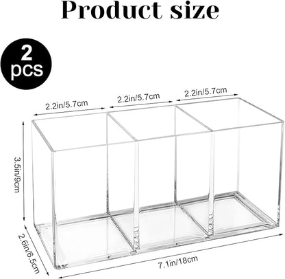 Rainmae 2Pack Acrylic Cutlery Storage Organizer, Plastic Cutlery Utensil Holder Storage Organizer Caddy for Kitchen Countertop Organization - Holds Fork, Knife, Spoon, Silverware Tableware Storage Box
