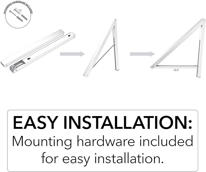 Single Foldable Clothing Rack, Wall-Mounted Retractable Clothes Hanger for Laundry Dryer Room, Hanging Drying Rod, Small Collapsible Folding Garment Racks, Dorm Accessories (White)