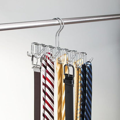 iDesign Classico Metal Tie Hanger, Hanging Closet Organization Storage Holder for Belts, Men's Ties, Women's Shawls, Pashminas, Scarves, Clothing, Accessories, Horizontal Rack