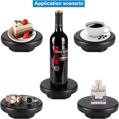 360° Electric Rotating Platform with Type-C Cable, 6.3in / 15lb Motorized Rotating Display for Jewelry Photography Products Live Show Video shoot, Mushroom Rotating Stand for 3D Model Cake Black