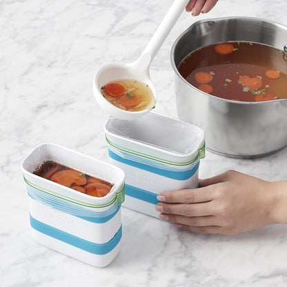 YouCopia FreezeUp Freezer Food Block Maker, 2 Cup, 2-Pack, Meal Prep Bag Container to Freeze Leftovers and Soup