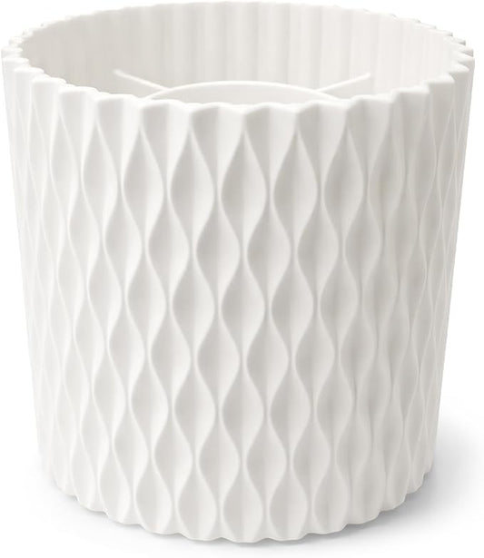 360° Rotating Makeup Brush Holder Organizer – Large Capacity 5-Compartment Cosmetic Storage for Vanity, Dresser & Bathroom (White)