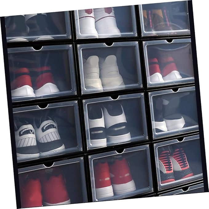 Alipis Thick Plastic Folding Clamshell Magnetic Basketball Shoe Box Sturdy Storage Box for Entryway