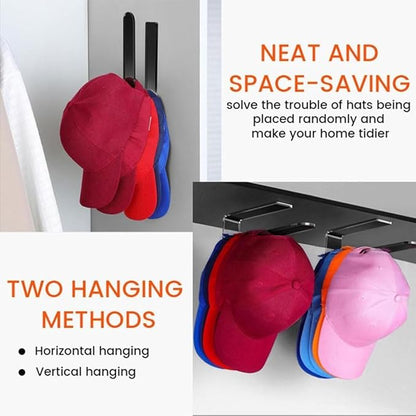 2PCS Hat Organizer for Baseball Caps,Acrylic hat rack for Men Women,Multi-Purpose Hat Holder,Strong Adhesive Hat Storage Wall Mounted Hat Rack for Door Closet,Hat Hangers No Drilling