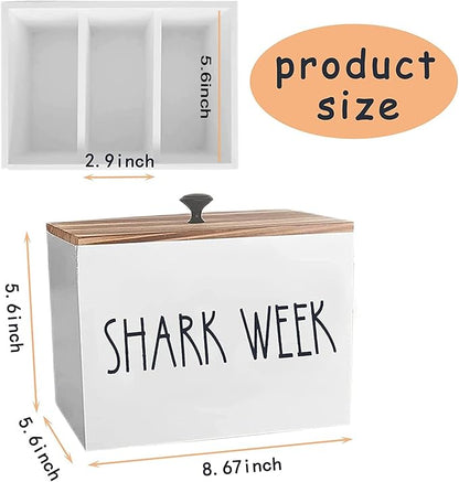 Tampon Holder for Bathroom, Farmhouse Pad Orgainzier Container, Rustic Wood Bathroom Storage Bin with Lid, Movable Partition Feminine Product Organizer, Tampon Storage Container for Bathroom(Stay-A)