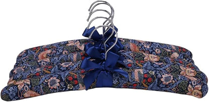 Anti-slip Satin Padded Clothes Hangers with Rotatable Hooks No Shoulder Bump for Women Heavy Sweaters, Coats, Suits with Floral Set of 5 (Strawberry And Bird)