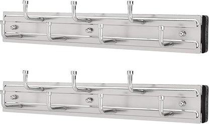 Rev-A-Shelf 12" Pull Out Closet Rack for Belts, Ties and Scarves, Accessories Storage Hanger with Mounting Hardware, Chrome, BRC-12CR (2 Pack)
