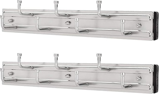 Rev-A-Shelf 12" Pull Out Closet Rack for Belts, Ties and Scarves, Accessories Storage Hanger with Mounting Hardware, Chrome, BRC-12CR (2 Pack)