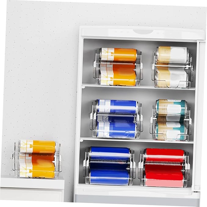 Garneck 1pcs Canned Drinks Storage Rack Soda Can Dispenser Double Organizer Fridge Can Holder Pantry Beer Organizer Auto-rolling Storage