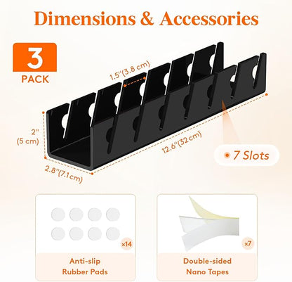 Lifewit 3 Pack Hat Organizer for Baseball Caps, Hat Storage Rack for 21 Ball Caps, Hat Stand Shelf for Trucker Hat and Golf Cap in Closet, Bedroom, Dresser, Black