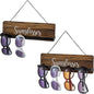 MyGift Rustic Burnt Wood Wall Mounted Sunglasses Storage Holder, Eyewear Hanging Display Organizer Rack with Cursive Sunglasses Lettering, Set of 2