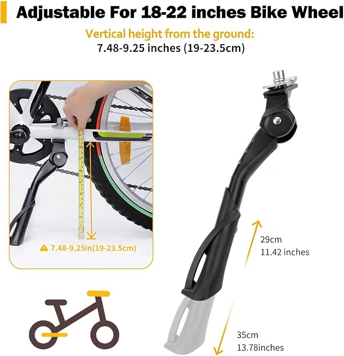 Cyfie Bike Kickstand for Kids Bike 18 20 22 inch Wheel, Center Mount Bicycle Kick Stand, Adjustable Child Kickstands for 18" 20" 22" Adult Mountain Road Bike