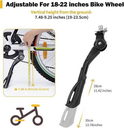 Cyfie Bike Kickstand for Kids Bike 18 20 22 inch Wheel, Center Mount Bicycle Kick Stand, Adjustable Child Kickstands for 18" 20" 22" Adult Mountain Road Bike