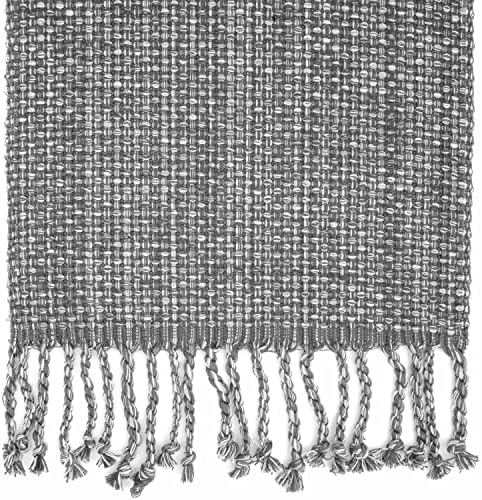 100% Cotton Table Runner for Dining Room Tables Rectangle Two Tone Woven Fabric 72" x 13" Soft Durable Table Runner, Gray - Image 2