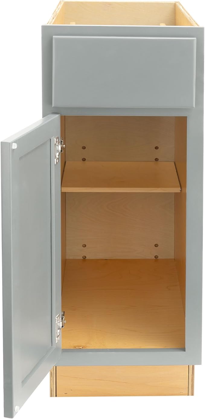 Quicklock RTA (Ready-to-Assemble) | Base Kitchen Cabinets - Shaker Style | Made in America (Magnetic Gray, 15" Wx34.5 Hx24 D Base)
