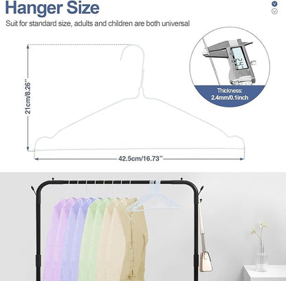 SPECILITE Wire Hangers 150 Pack, Metal Wire Clothes Hanger Bulk for Coats, Space Saving Metal Hangers 16.7 Inch Ultra Thin Non Slip with Groove, for Standard Size Suits, Shirts, Pants, Skirts-White