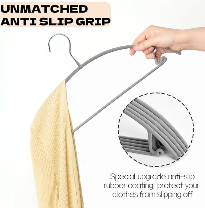 Amber Home 30 Pack No Shoulder Bump Metal Suit Coat Hangers, Non Slip PVC Coating Clothes Hangers, Curved Design to Protect Sweater, Shirt, Dress (Grey)