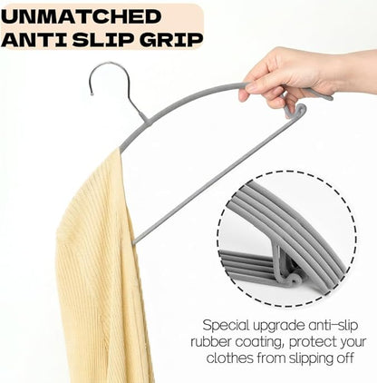 Amber Home 30 Pack No Shoulder Bump Metal Suit Coat Hangers, Non Slip PVC Coating Clothes Hangers, Curved Design to Protect Sweater, Shirt, Dress (Grey)