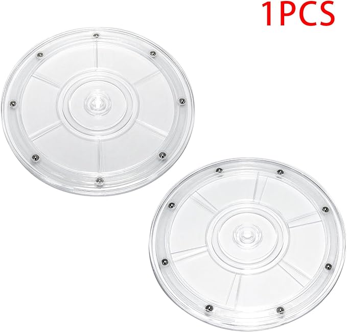 1 Pcs Clear 8 inch Acrylic Lazy Susan Rotating Turntable Organizer Bearings - Round Swivel Plate for Spice Rack, Table, Cake, Kitchen Pantry