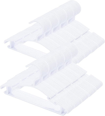 100 Pack White Baby Nursery Closet Hangers, Non-Slip Laundry Infant Pant Hanger for Newborn Clothes Gift, Ultra-Thin Plastic Hanger for Girl Boy Toddler Kid