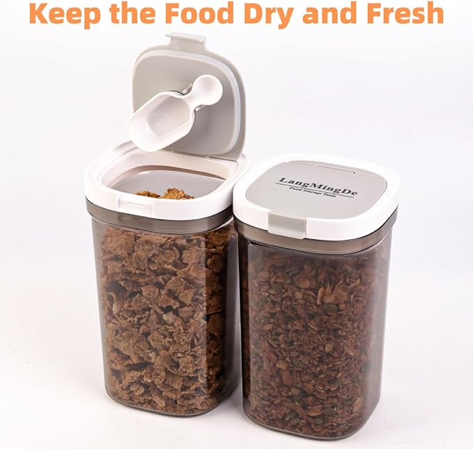 LANGMINGDE Airtight Food Storage Containers, 1.6 QT Coffee Canister Set with Magnetic Scoop, BPA Free, Ideal for Coffee, Spices, Herbs, Candy & Snacks, Keeps Freshness, Easy to Clean, 2 Pieces