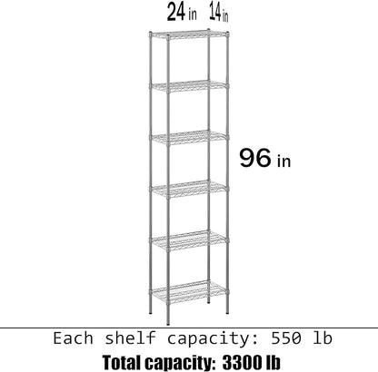 14" Deep x 24" Wide x 96" Height Wire Shelving Kit | 6-Tier | NSF Commercial Storage Rack Unit