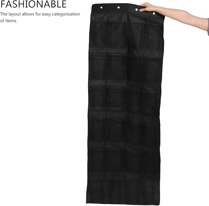 OSALADI The Door Shoe Organizer 24 Pockets Black Mesh Hanging Shoe Storage Bag Space-saving Closet Door Rack for Home Organization
