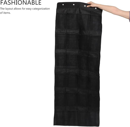 OSALADI The Door Shoe Organizer 24 Pockets Black Mesh Hanging Shoe Storage Bag Space-saving Closet Door Rack for Home Organization