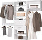 ROOMTEC Modular Closet System, 78" Wall Mounted Modern Closet Organizer with Hanging Rods and Drawers, Wooden Tower for Walk-In Closets, Wardrobe Storage Kit, White
