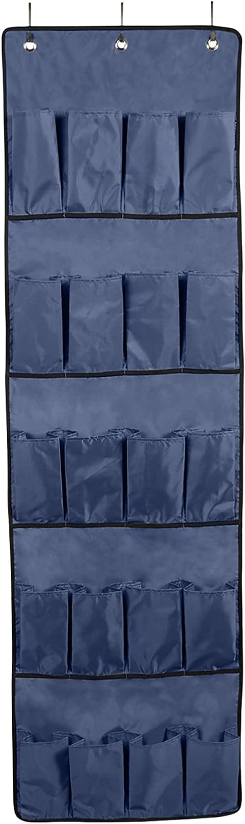 Covermates Keepsakes Over the Door Shoe Organizer – Heavy-Duty Hanging Footwear Storage with 20 Pockets and Stainless Steel Hooks – Space-Saving Closet & Bedroom Organization, Blue