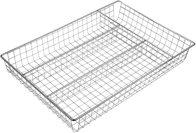 YBM Home Metal Wire Chrome Plated Kitchen In-Drawer Serving Utensils, Flatware, Cutlery Desk and Office Supplies Organizer/Tray Holder Silverware Storage 2561vc- 1