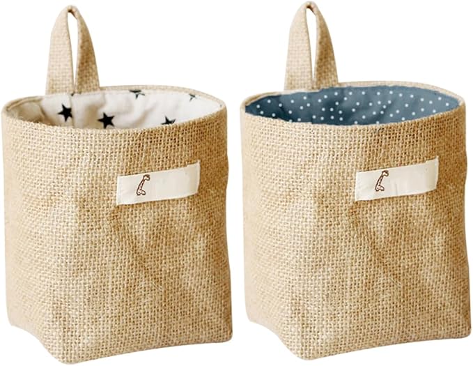 2Pcs Hanging Organizer Bag Stylish Door Wall Storage Pouch for Dorm Room Convenient Space Saver Dual Sided Use Natural Beauty Design for Organizing