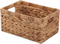 Woven Natural Water hyacinth basket Rectangular organizer basket with Handle for Desktop, Bathroom, Entryway,Kingwillow.(Small)
