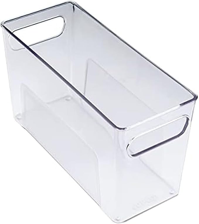 Copco Narrow Clear Bin, 10.5 x 4.5 x 6-Inch, for Kitchen, Fridge, Pantry, Laundry, and More