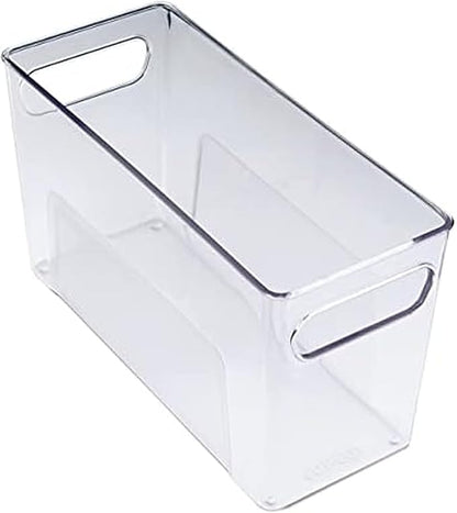 Copco Narrow Clear Bin, 10.5 x 4.5 x 6-Inch, for Kitchen, Fridge, Pantry, Laundry, and More