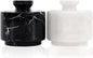 MARBLOUS KRAFTS Marble Salt Cellar with Lid 3" White and Black Zebra Spice Jar For kitchen Counter Stone Salt Container and Salt, Pepper Bowls, Perfect Mother’s Day Gift