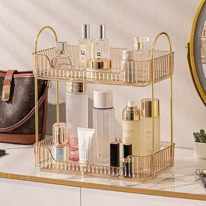 Amber 2-Tier Vanity Shelf for Bathroom Counter - Skincare & Makeup Organizer