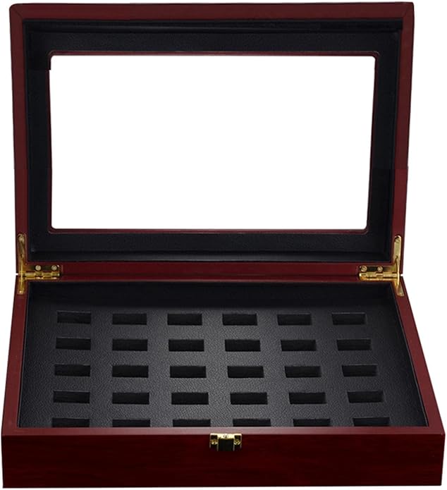 Large Wooden Display Box Case for Championship Rings Storage 290x230x75mm - Your Rings from Scratches - Great for Sports Collectors and Wedding Bands