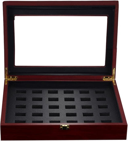 Large Wooden Display Box Case for Championship Rings Storage 290x230x75mm - Your Rings from Scratches - Great for Sports Collectors and Wedding Bands