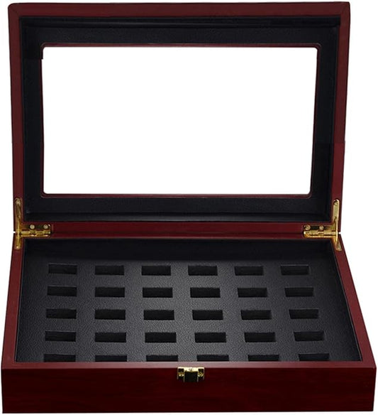 Large Wooden Display Box Case for Championship Rings Storage 290x230x75mm - Your Rings from Scratches - Great for Sports Collectors and Wedding Bands