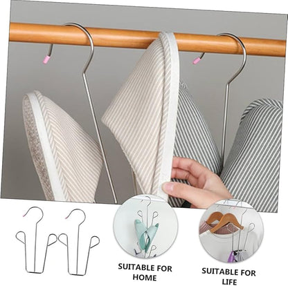 2pcs Stainless Steel Shoe Drying Rack Non-Slip Hanging Shoe Organizer for Balcony and Closet Heavy Duty Windproof Design