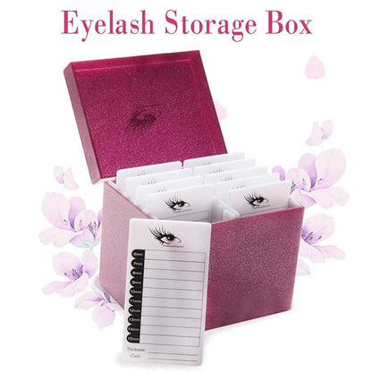 10 Layers Acrylic Eyelash Storage Box,Eyelash Holder Extension Tool,Makeup Organizer False Eyelashes Glue Pallet Holder, Grafting Eye lashes Close-Packed Display with 10 Pallets (pink)