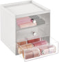 mDesign Plastic 3 Drawer Organizer for Makeup Storage - Large Stackable Makeup Organization and Storage Cube with Drawers for Bathroom, Vanity, Desk - Makeup Storage Drawers - Light Gray/Clear