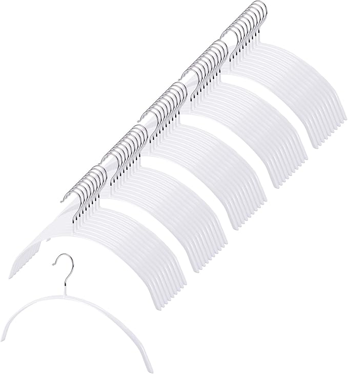 AYO Clothes Hangers, Non-Slip, Jacket Hangers, Set of 50, White Hangers, Prevents Cracking, for Both Wet and Dry Use, Slim Type, Laundry Storage Hangers, Popular Ranking